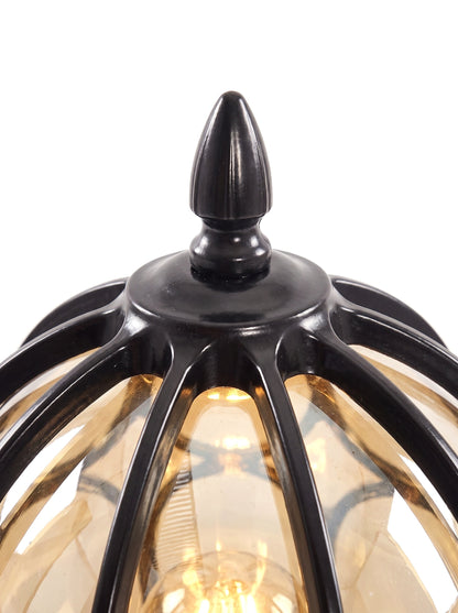 Marlowe Outdoor Post Light, Cast Aluminum Pillar, Amber Glass Globe, IP54