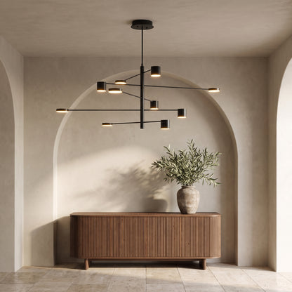 Lynx modern chandelier in black ash in an elegant entry hall