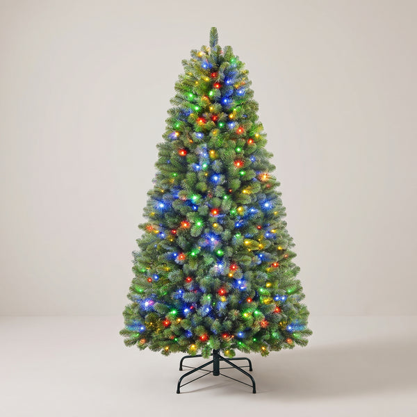 Prelit Christmas Tree, 4.5 to 7.5 ft Artificial Pine, 17 Light Modes, Warm White & Color LEDs