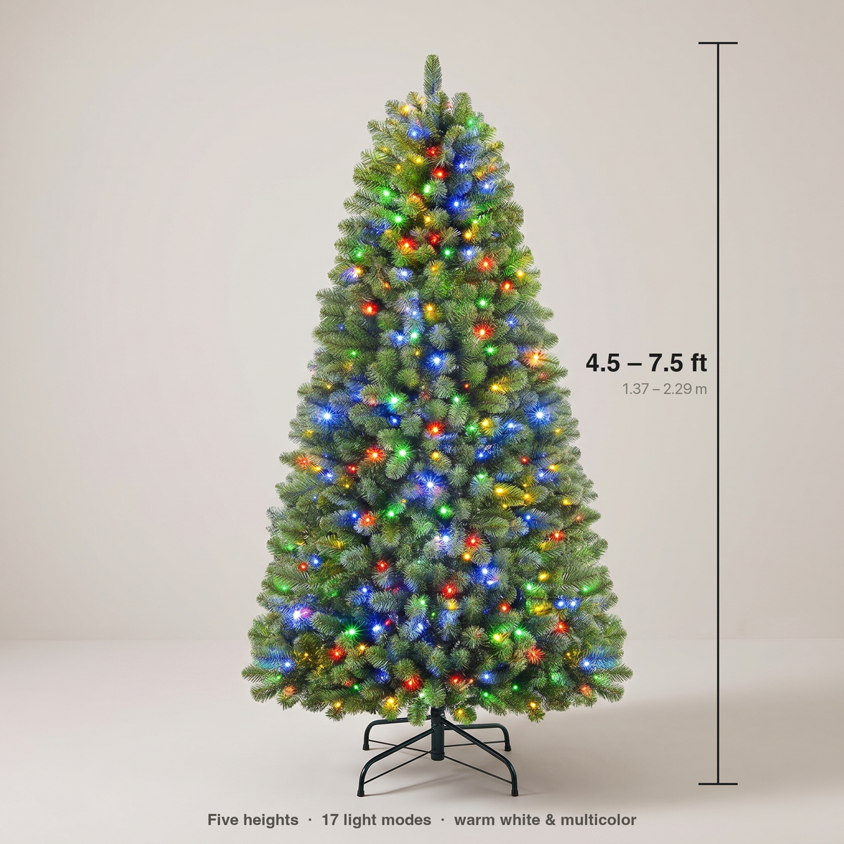 Size guide: available from 4.5 ft to 7.5 ft (1.37 to 2.29 m)