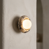 Alma Wall Sconces, Natural Marble Wall Light, Diffused Globe, Bedroom & Hallway Lighting