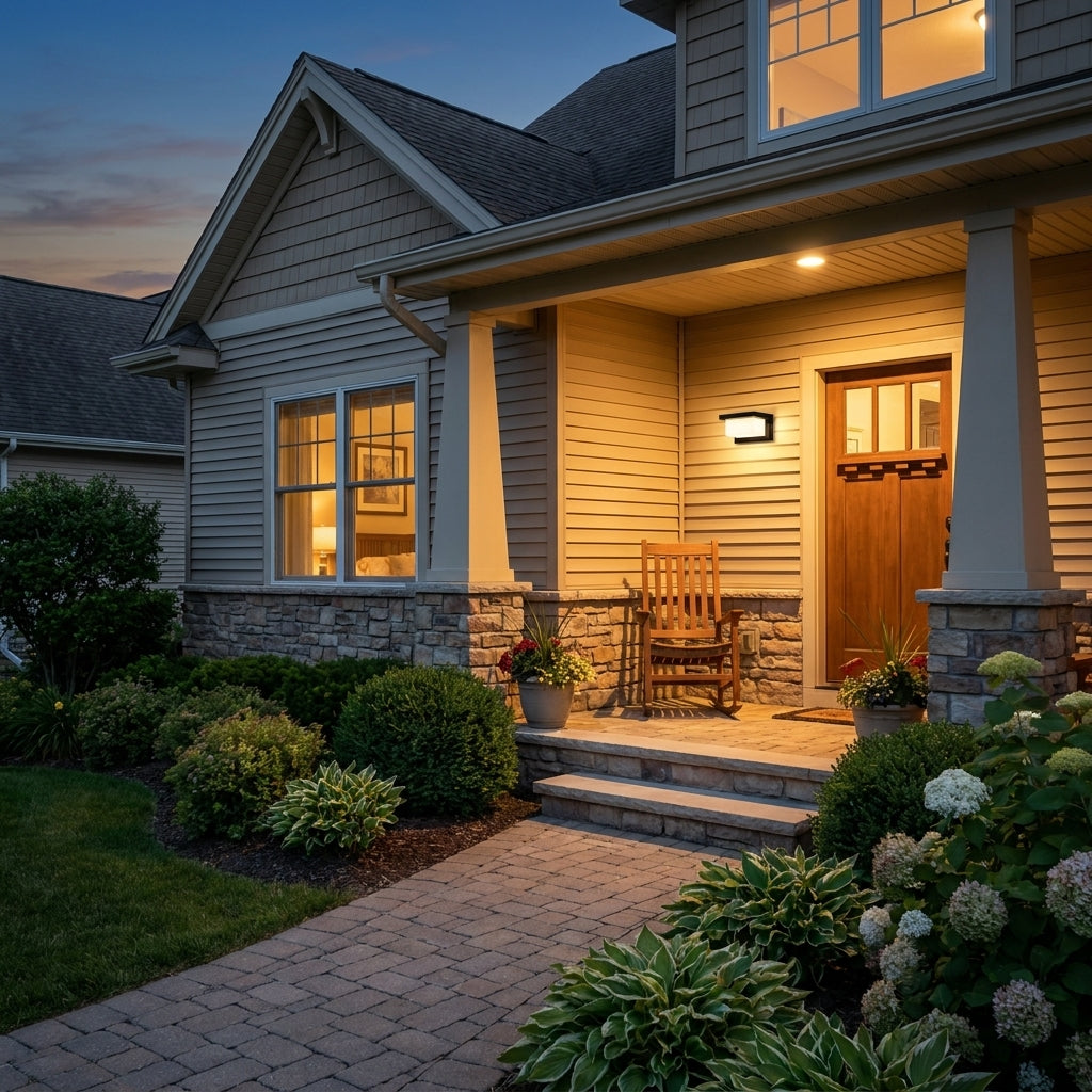 Mamoru - US porch entrance at dusk