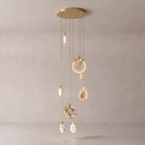 Marble cascading chandelier on a warm light grey studio background