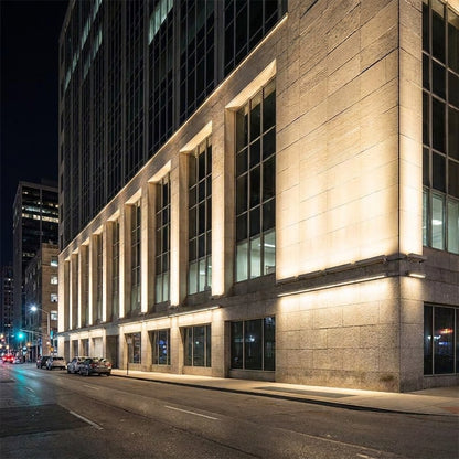 Meridian LED Wall Washer - US commercial facade at night