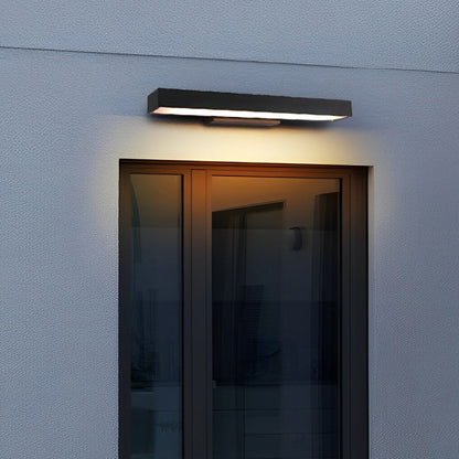 Ledger Outdoor Motion Sensor Wall Light, Linear LED, Black Rectangular, IP65 Waterproof