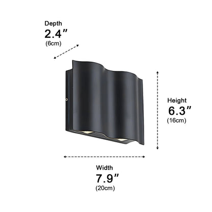 Nami Modern Outdoor Wall Light, Up & Down Water Wave LED, Waterproof, Porch