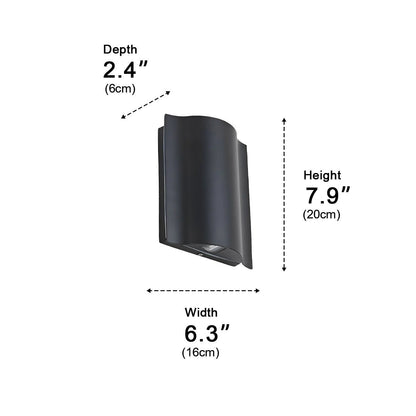 Nami Modern Outdoor Wall Light, Up & Down Water Wave LED, Waterproof, Porch