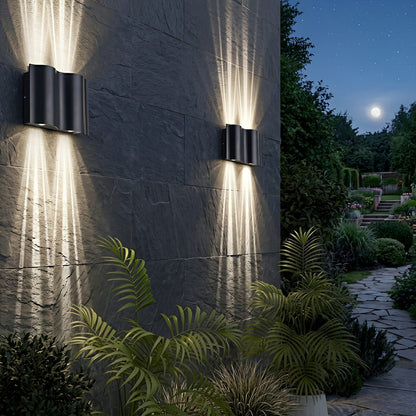 Nami Modern Outdoor Wall Light, Up & Down Water Wave LED, Waterproof, Porch
