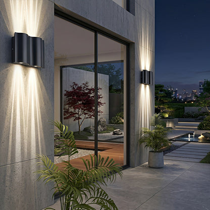 Nami Modern Outdoor Wall Light, Up & Down Water Wave LED, Waterproof, Porch