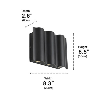 Nami Modern Outdoor Wall Light, Up & Down Water Wave LED, Waterproof, Porch