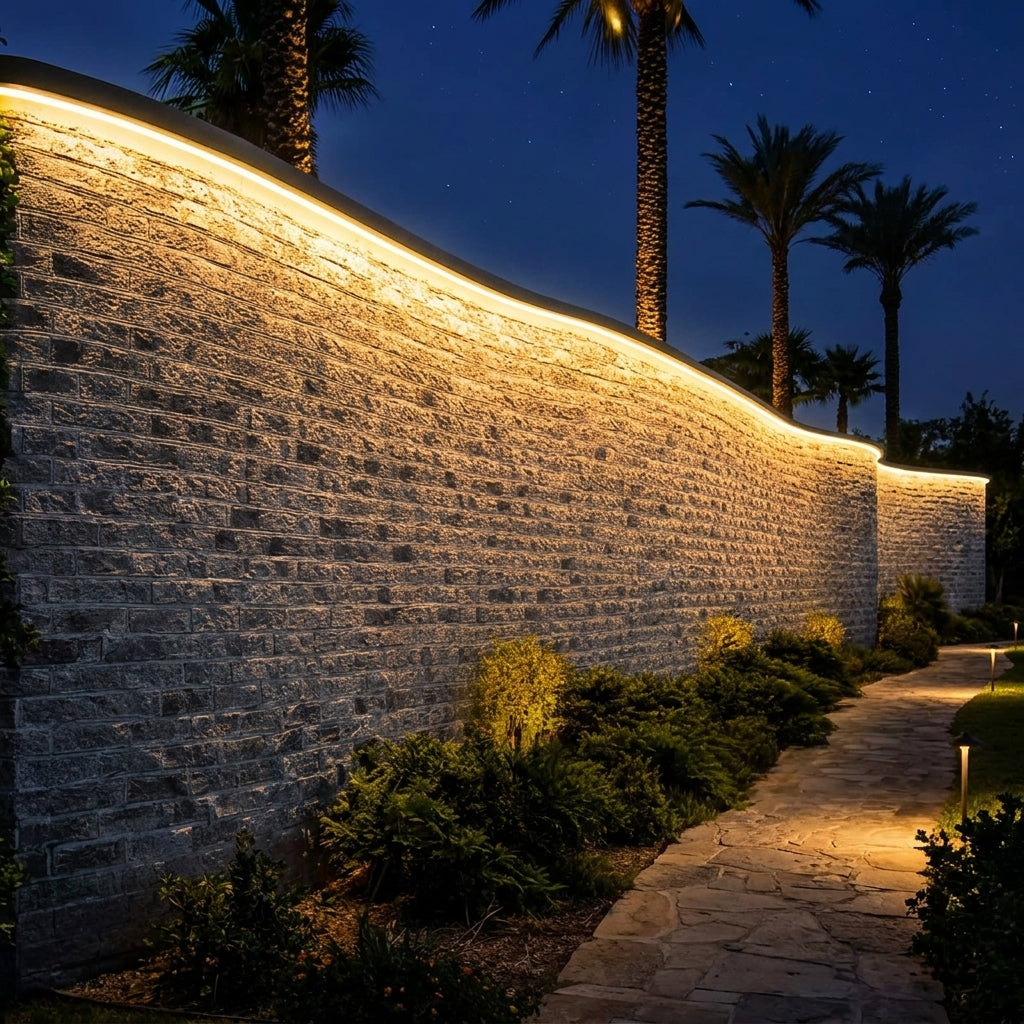 Nimbus Flexible Silicone Wall Washer - curved garden wall US