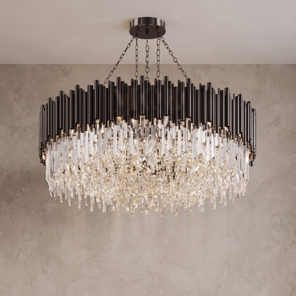 Large Noctis black crystal chandelier, close-up