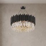 Medium Noctis black crystal chandelier, close-up