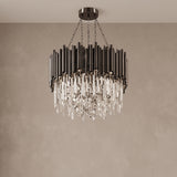 Small Noctis black crystal chandelier, close-up