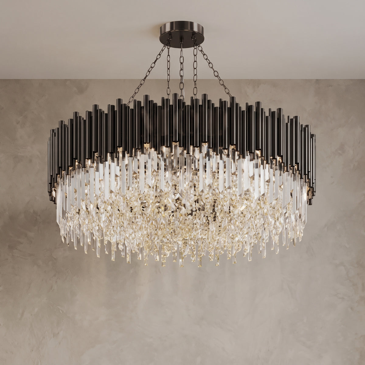 X-Large Noctis black crystal chandelier, close-up