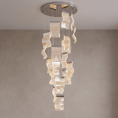 Nyra cascading chandelier, 20 lights, Black Ash, close-up