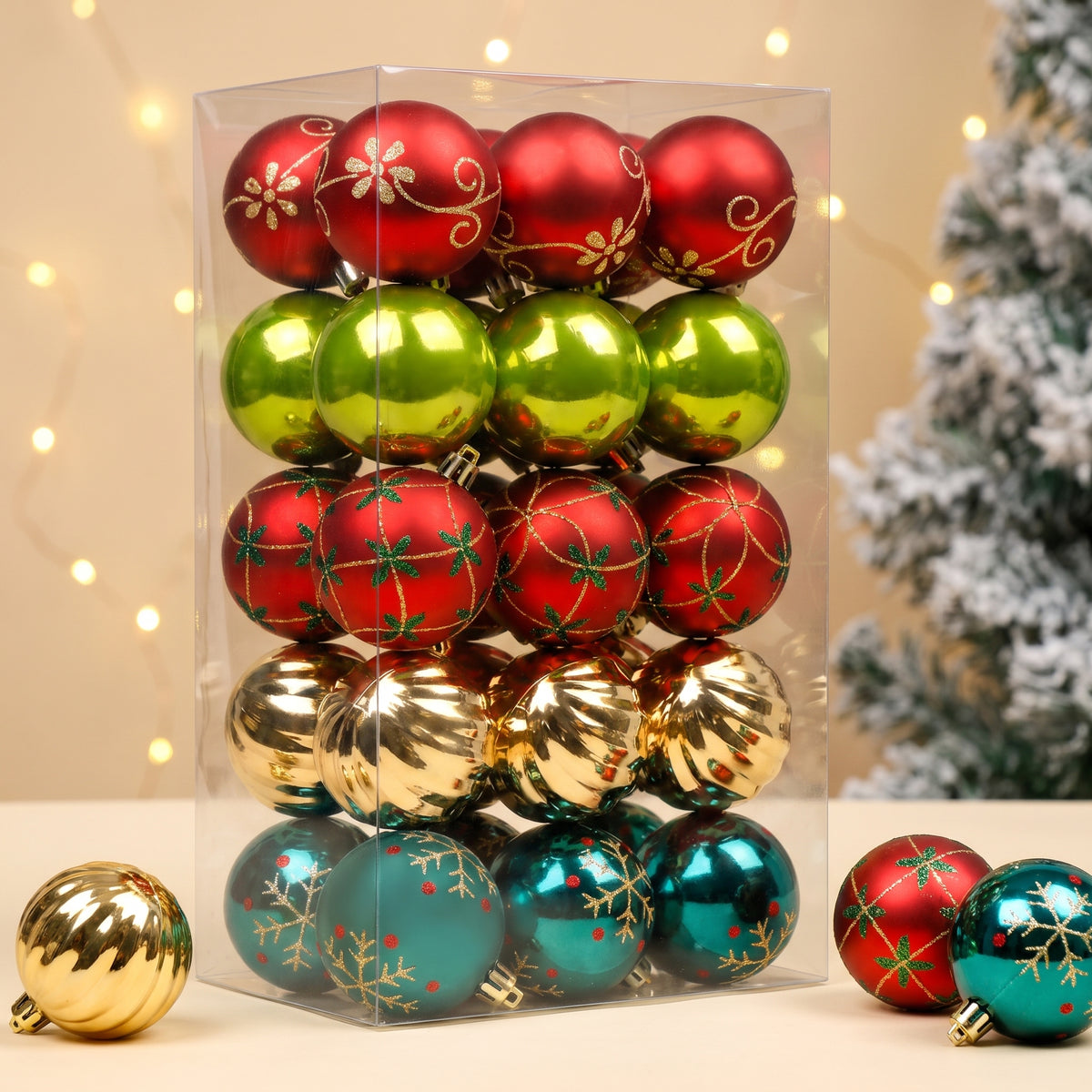 30 piece red, green and gold Christmas ornament set