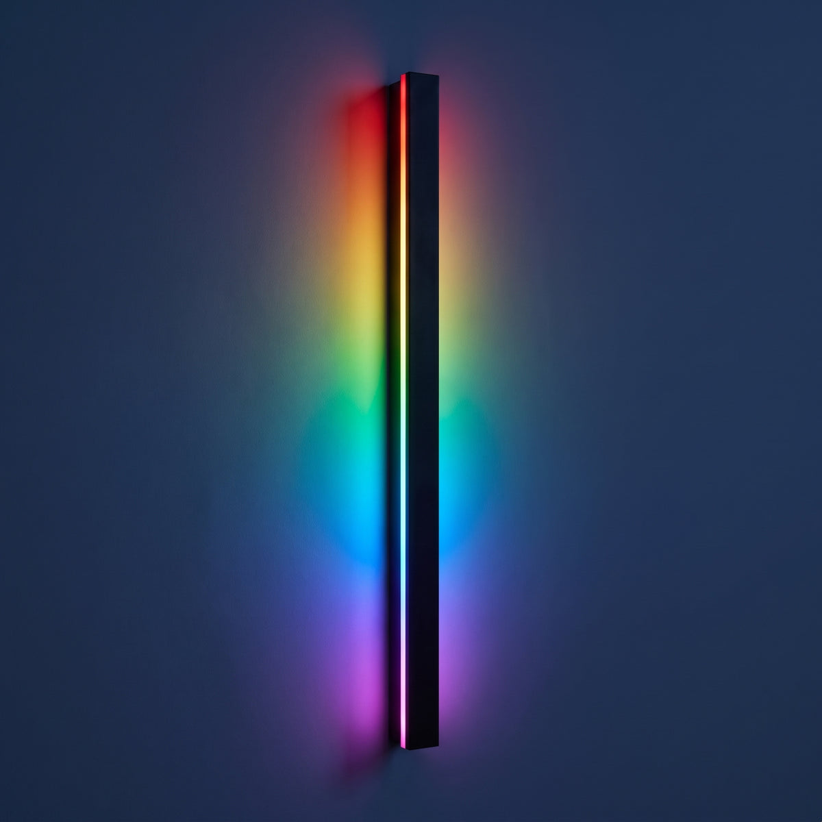 Marlow RGB outdoor wall light at night — lights on