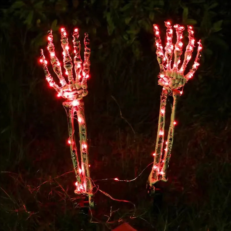 Orange skeleton hand solar light variant