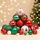 66 piece red, green and white shatterproof ornament set, group display