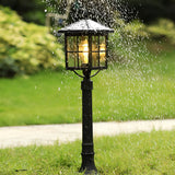 Ashford Vintage Solar Outdoor Post Lamp, Solar or Hardwired, 31.5 in Black Aluminum, IP54 LED