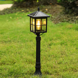 Ashford Vintage Solar Outdoor Post Lamp, Solar or Hardwired, 31.5 in Black Aluminum, IP54 LED