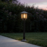Ashford Vintage Solar Outdoor Post Lamp, Solar or Hardwired, 31.5 in Black Aluminum, IP54 LED