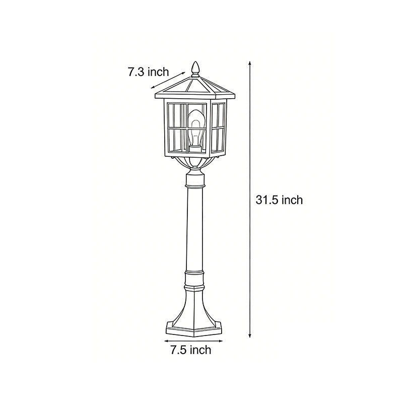 Ashford Vintage Solar Outdoor Post Lamp, Solar or Hardwired, 31.5 in Black Aluminum, IP54 LED