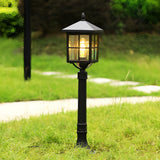 Ashford Vintage Solar Outdoor Post Lamp, Solar or Hardwired, 31.5 in Black Aluminum, IP54 LED