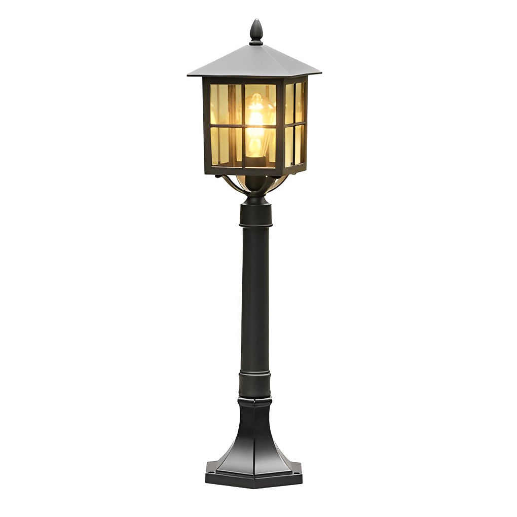 Ashford Vintage Solar Outdoor Post Lamp, Solar or Hardwired, 31.5 in Black Aluminum, IP54 LED