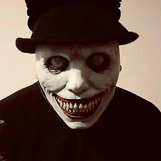Soft latex smiling mask with bared yellow teeth