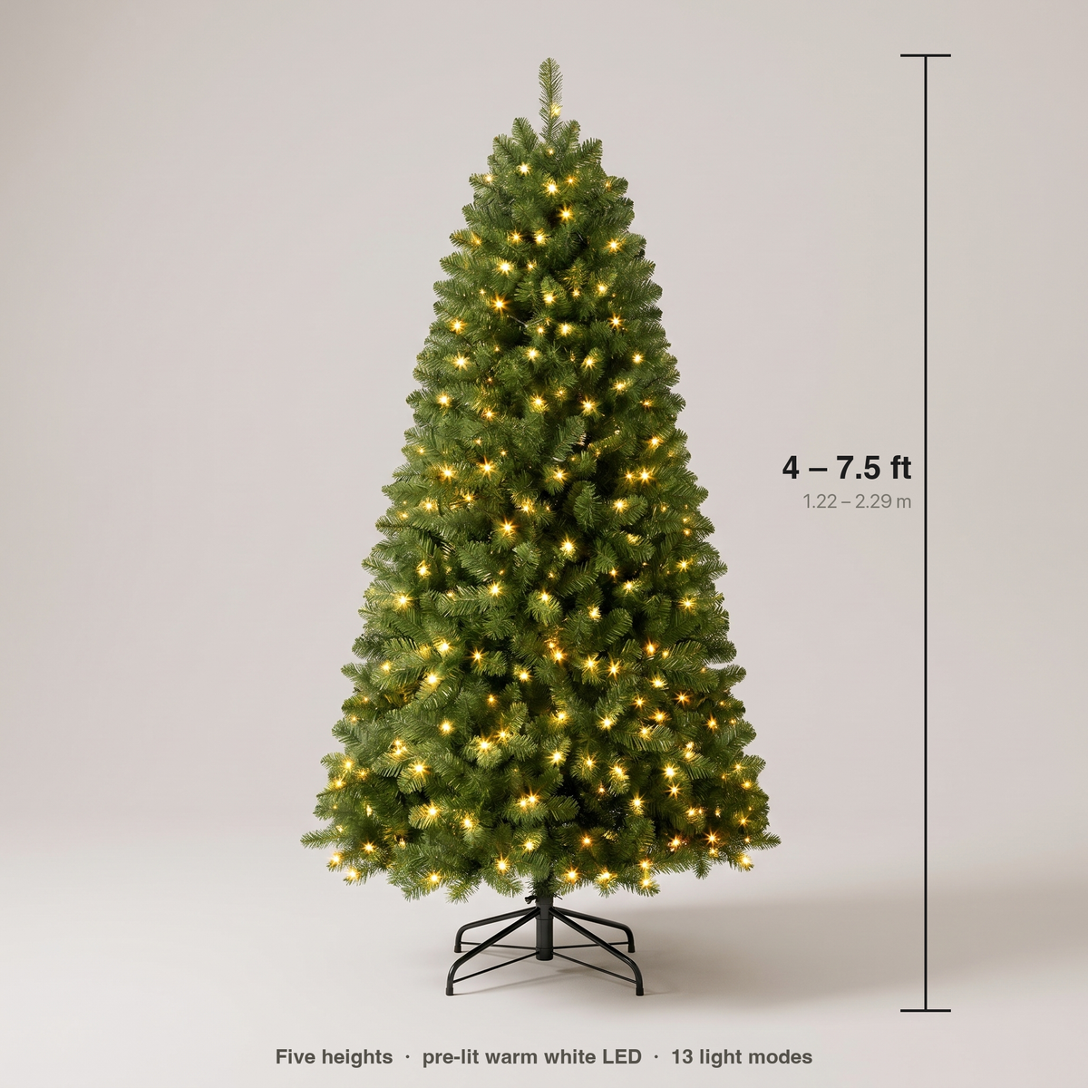 Size guide: available from 4 ft to 7.5 ft (1.22 to 2.29 m)