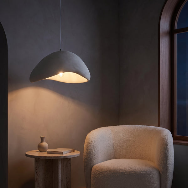 Luna Moon Dome Pendant Light, Polystyrene Shade, 7 Sizes, Adjustable Hanging Cable
