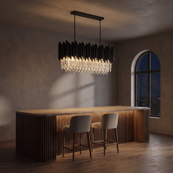 Noctis Pendant Kitchen Island Light, Black Crystal, 2 Sizes