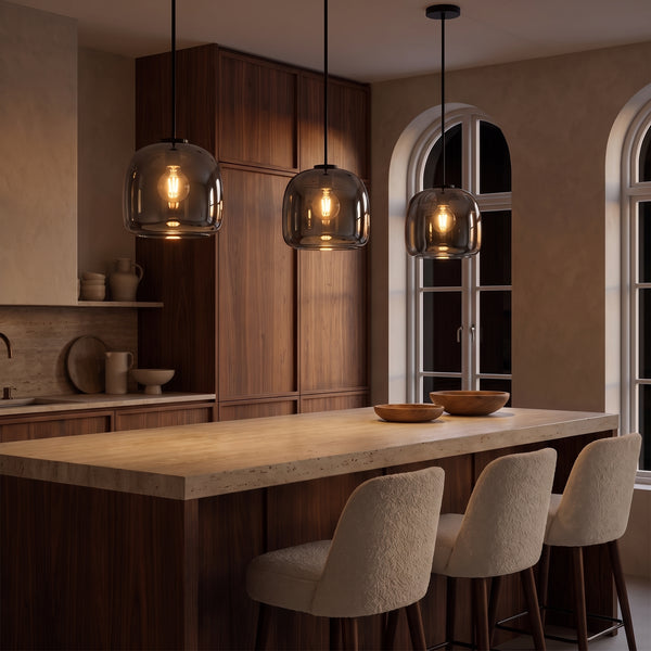 Orbe Kitchen Island Sphere Pendant Light, Hand-Blown Glass, Adjustable Drop