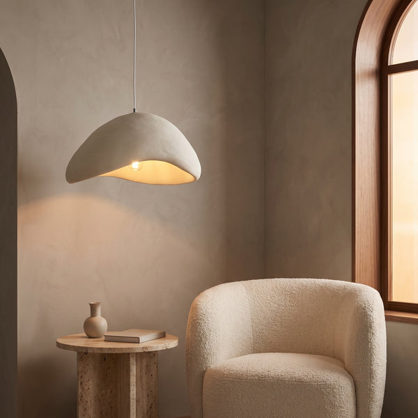 Luna Moon Dome Pendant Light, Polystyrene Shade, 7 Sizes, Adjustable Hanging Cable
