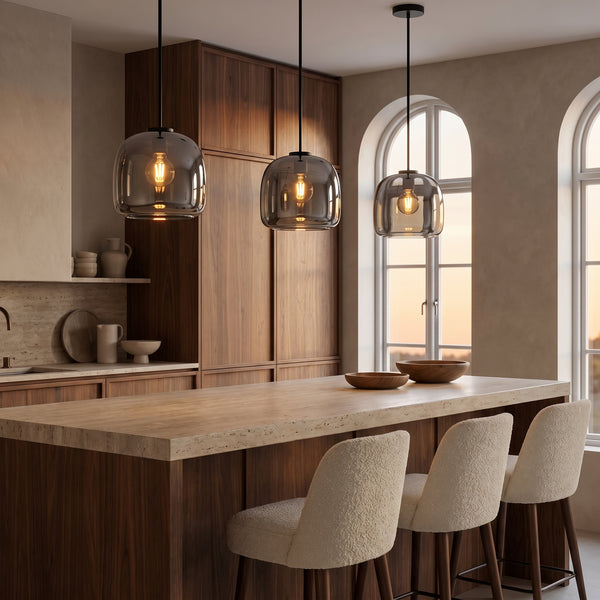 Orbe Kitchen Island Sphere Pendant Light, Hand-Blown Glass, Adjustable Drop