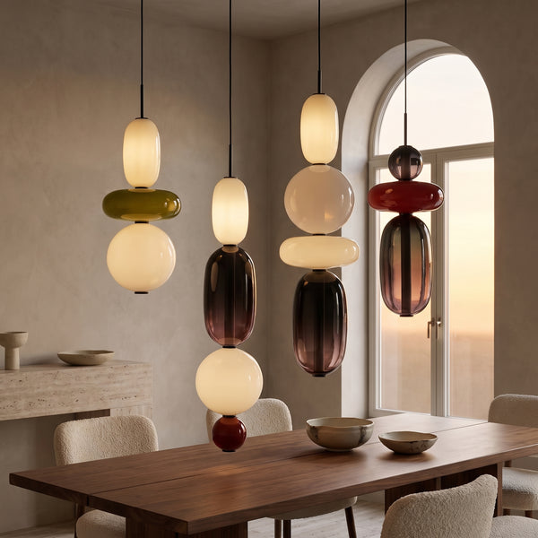 Sorbet Multicolor Glass Pendant Light, Integrated LED, 3 Color Temps, Dimmable Option