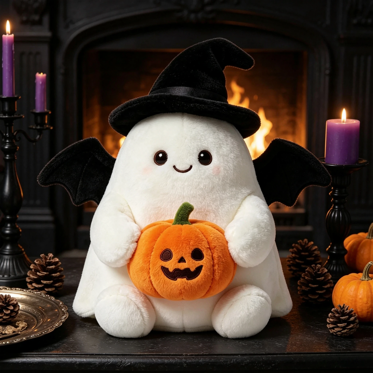 Ghost plush toy close-up of the soft plush fabric