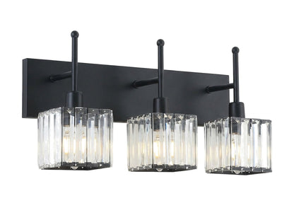 Lucent Faceted Crystal Cube Bathroom Vanity Light Bar, 3-Light, Dimmable