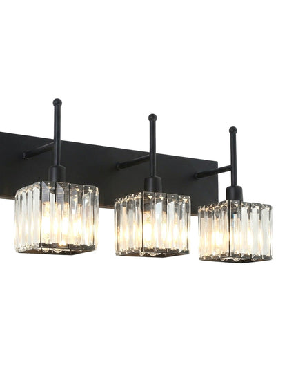 Lucent Faceted Crystal Cube Bathroom Vanity Light Bar, 3-Light, Dimmable