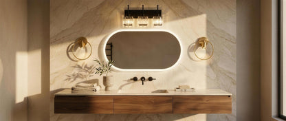 Lucent Faceted Crystal Cube Bathroom Vanity Light Bar, 3-Light, Dimmable