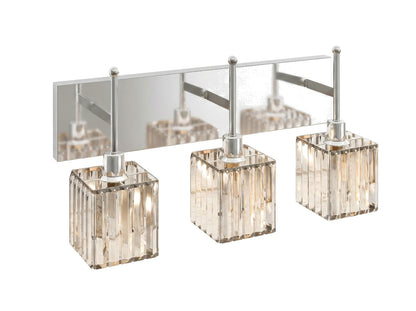 Lucent Faceted Crystal Cube Bathroom Vanity Light Bar, 3-Light, Dimmable