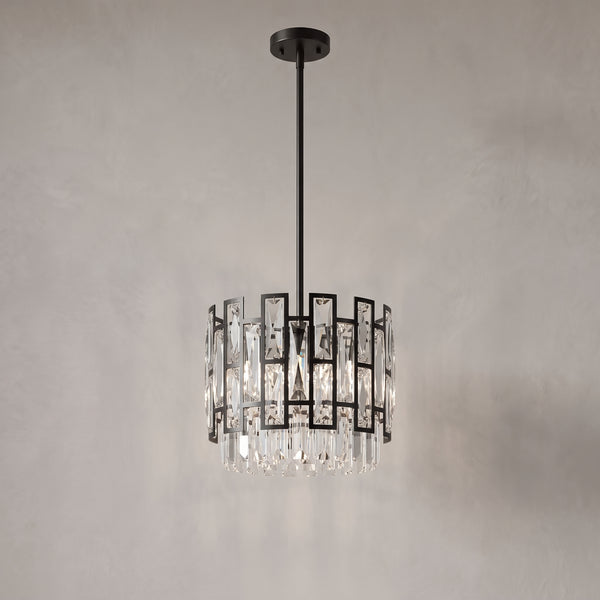 Raven Mini Crystal Pendant Light, Black Finish, Warm White 3000K