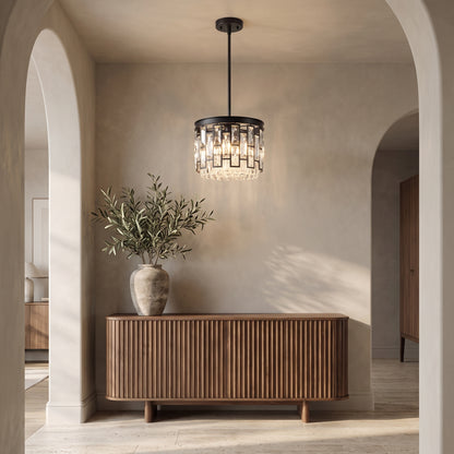 Raven mini crystal pendant in an elegant entry hall