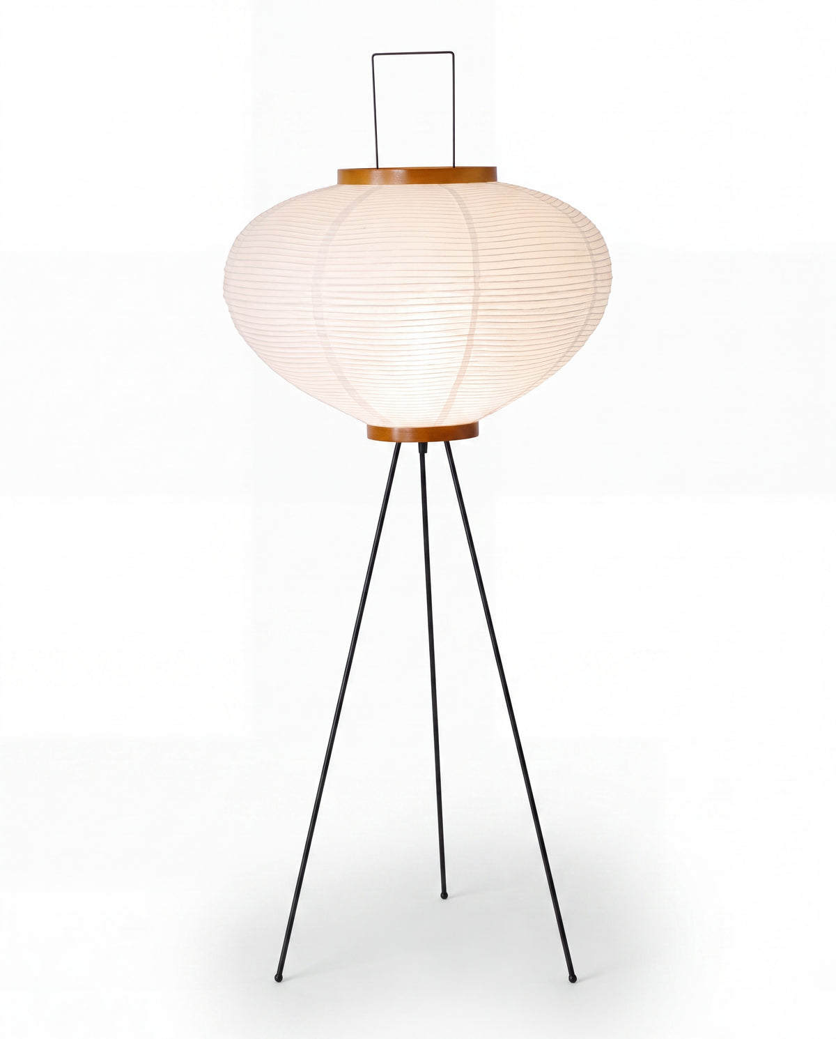 Rice paper floor lamp with iron frame clean studio shot