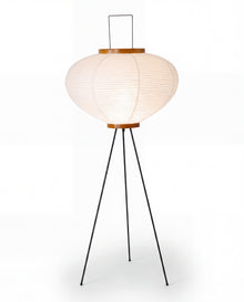 Rice paper floor lamp with iron frame clean studio shot