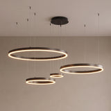 Rosalind tiered ring chandelier close-up in black with 4 rings