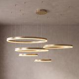 Rosalind tiered ring chandelier close-up in gold with 5 rings