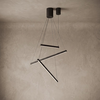 3-light version of the Rowan linear chandelier, close-up